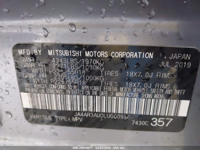 JA4AR3AU0LU000956 Mitsubishi Outlander Sport 2.0 Es Awc