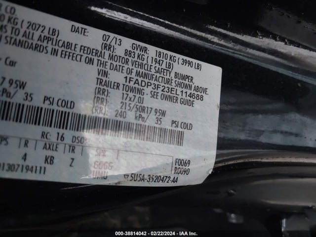 Ford FOCUS SE 2014 1FADP3F23EL114688 Image 9