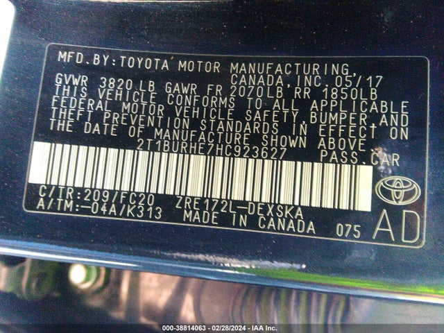 Toyota COROLLA SE 2017 2T1BURHE7HC923627 Image 9