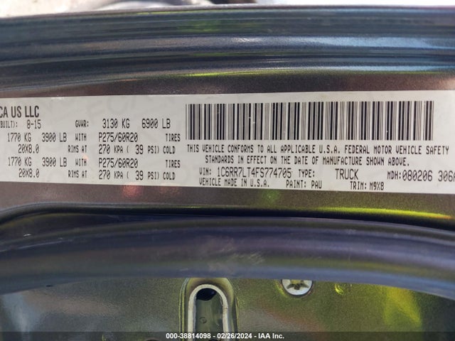 RAM 1500 Big Horn 2015 1C6RR7LT4FS774705 Image 9