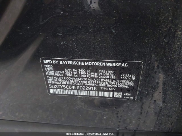 BMW X3 Xdrive30i 2020 5UXTY5C04L9D22916 Image 9
