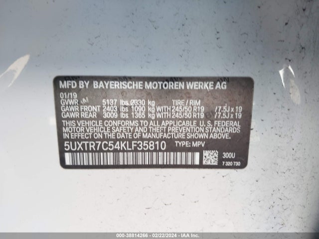 BMW X3 Sdrive30i 2019 5UXTR7C54KLF35810 Image 9