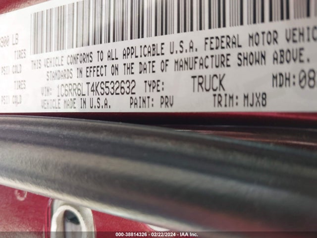 1C6RR6LT4KS532632 RAM 1500 Classic Lone Star  4x2 5'7 Box