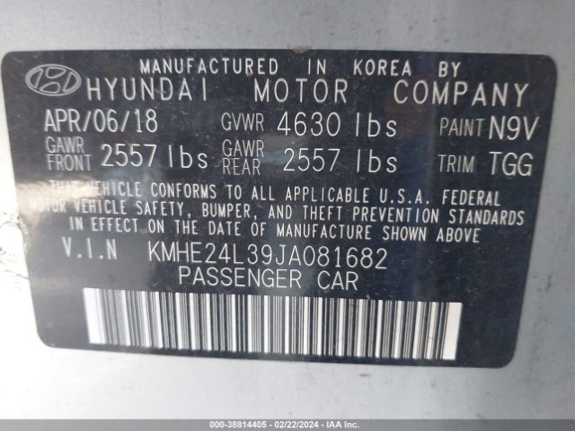 KMHE24L39JA081682 Hyundai Sonata Hybrid Se