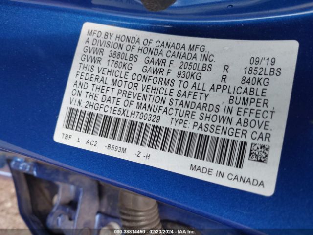 2HGFC1E5XLH700329 Honda CIVIC SI SEDAN