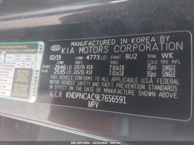 KNDPNCAC9L7656591 KIA Sportage Ex