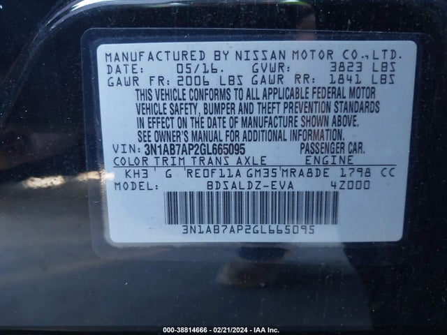 Nissan SENTRA SV 2016 3N1AB7AP2GL665095 Image 9