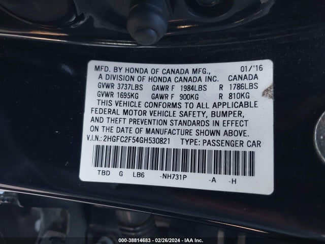 Honda Civic Lx 2016 2HGFC2F54GH530821 Image 9