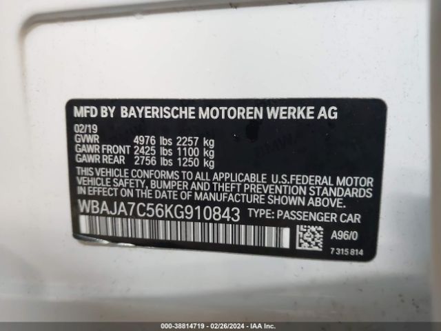 WBAJA7C56KG910843 BMW 530i Xdrive