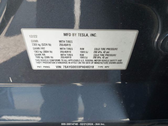 7SAYGDEE8PA048318 Tesla Model Y