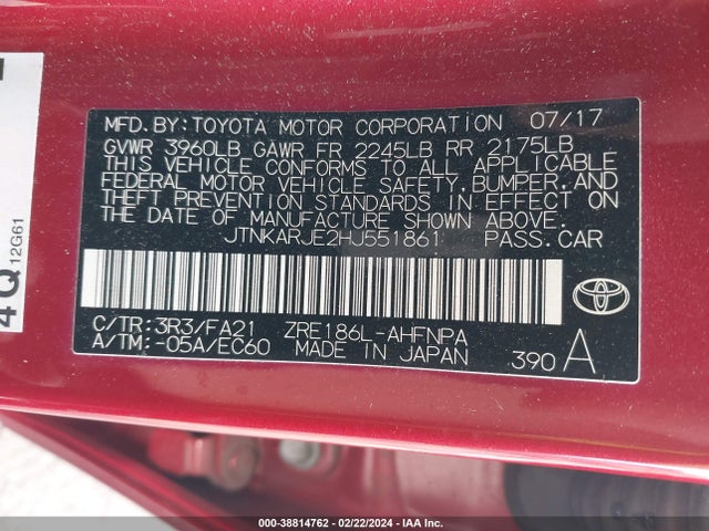 Toyota COROLLA IM 2017 JTNKARJE2HJ551861 Image 9