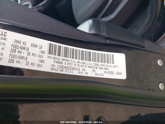 Aukcja sprzedaży 2013 Dodge Durango Sxt, vin: 1C4RDHAG2DC681918, numer aukcji: 38814820