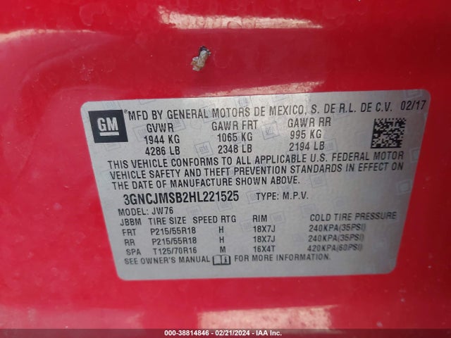 Chevrolet Trax Premier 2017 3GNCJMSB2HL221525 Image 9