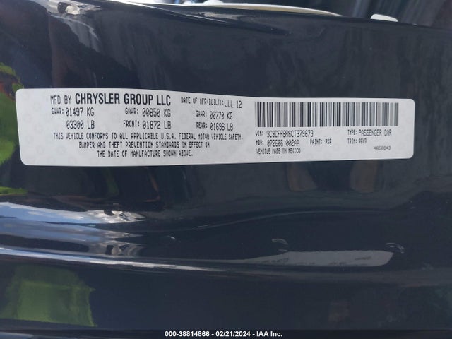 2012 FIAT 500 3C3CFFBR6CT379673 Photo 8