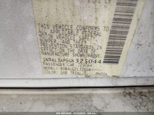 1N4AL3AP5GN325044 Nissan Altima 2.5/2.5 S/2.5 Sl/2.5 Sr/2.5 Sv