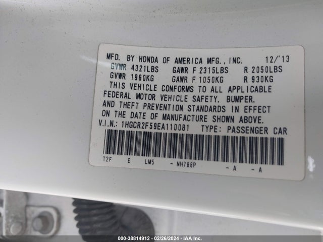 Honda Accord Sport 2014 1HGCR2F59EA110081 Image 9