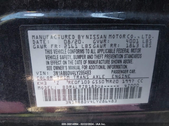 Nissan Sentra Sr Xtronic Cvt 2020 3N1AB8DV4LY286483 Image 9