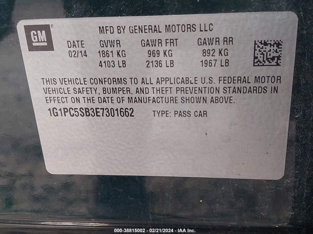 Chevrolet Cruze 1lt Auto 2014 1G1PC5SB3E7301662 Image 9