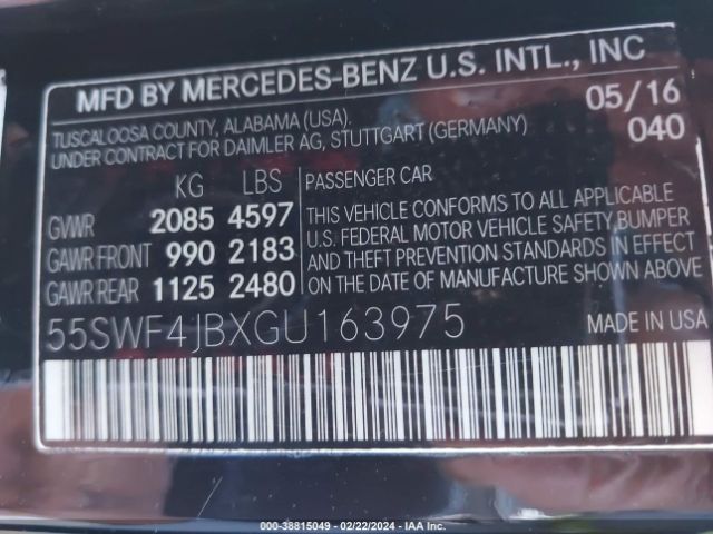 55SWF4JBXGU163975 Mercedes-Benz C 300 Luxury/sport