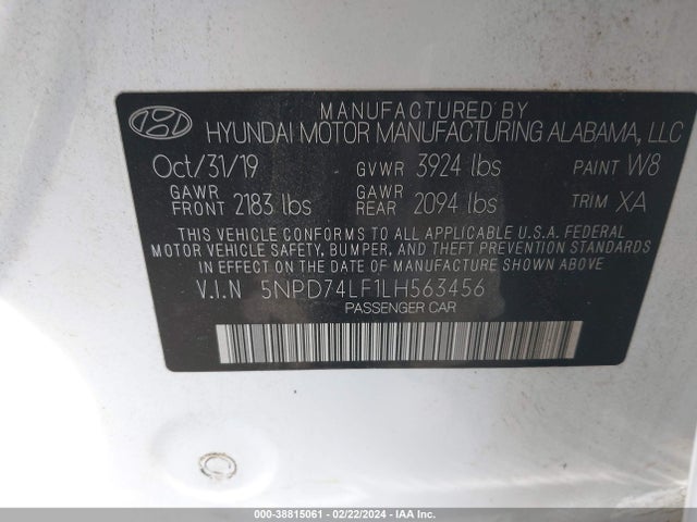 Hyundai ELANTRA SE 2020 5NPD74LF1LH563456 Image 9