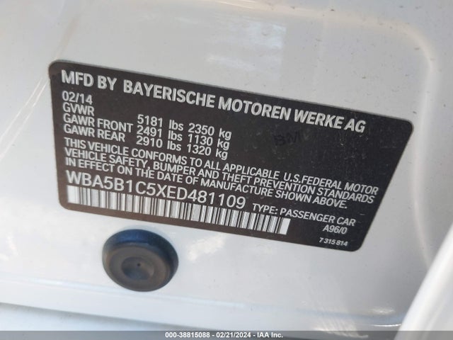 BMW 535i 2014 WBA5B1C5XED481109 Image 9