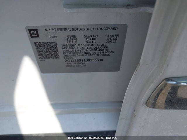 Chevrolet IMPALA 2LZ 2018 2G1125S31J9155630 Image 9