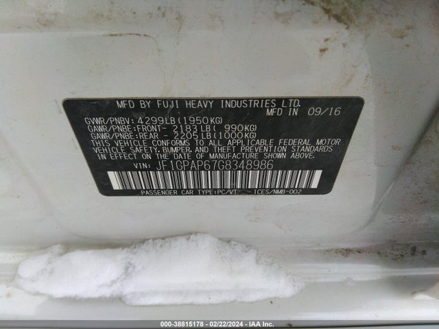 JF1GPAP67G8348986 Subaru Impreza 2.0i Sport Premium