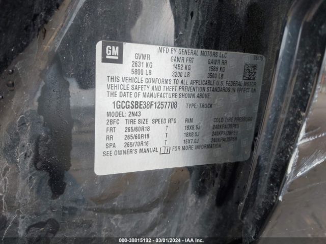 1GCGSBE38F1257708 Chevrolet Colorado Lt