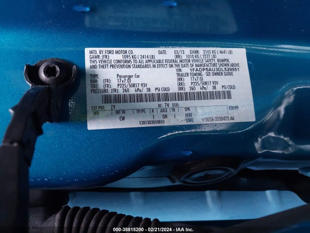 2013 FORD C-MAX HYBRID SE VIN: 1FADP5AU3DL529951