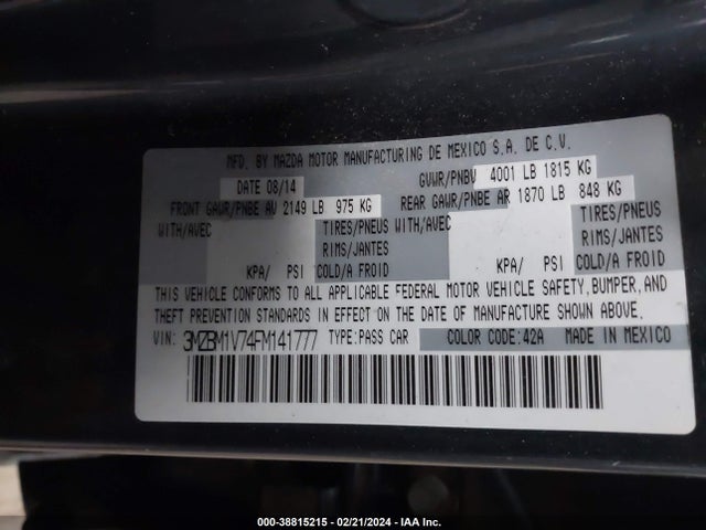 Mazda Mazda3 I Touring 2015 3MZBM1V74FM141777 Image 9