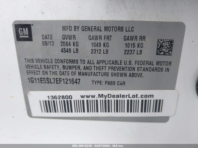Chevrolet MALIBU 2LT 2014 1G11E5SL7EF121647 Image 9
