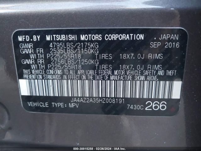 JA4AZ2A35HZ008191 Mitsubishi Outlander Es
