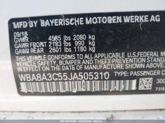 WBA8A3C55JA505310 BMW 320i Xdrive