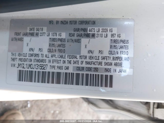 Mazda Mazda6 Sport 2018 JM1GL1UM0J1315627 Image 9