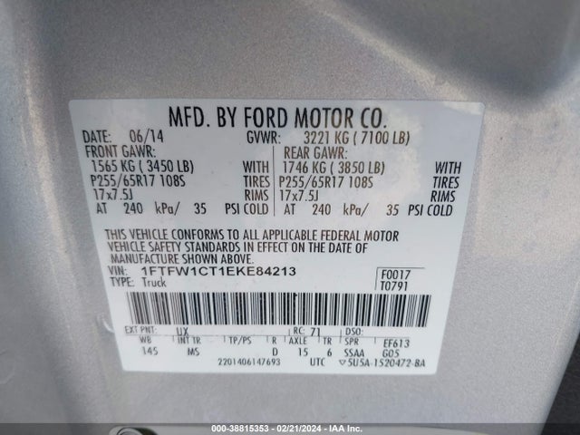 Ford F-150 Xlt 2014 1FTFW1CT1EKE84213 Image 9
