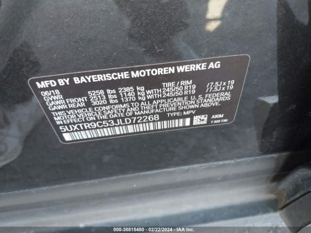 5UXTR9C53JLD72268 BMW X3 Xdrive30i