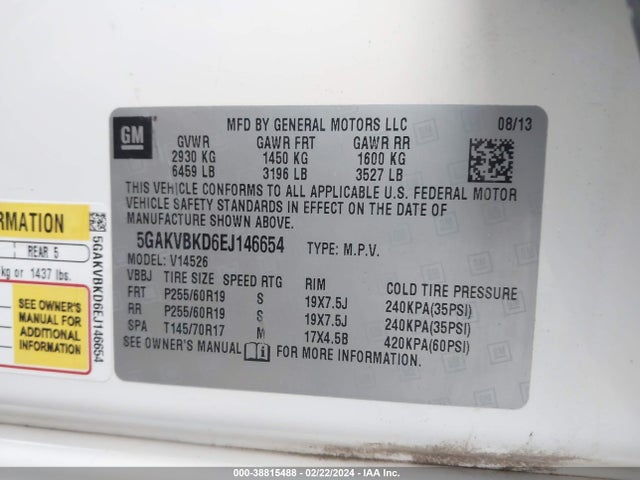 5GAKVBKD6EJ146654 Buick Enclave Leather