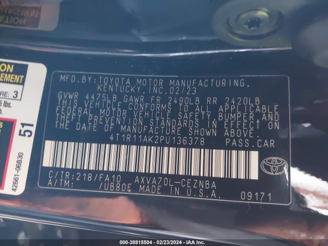 Toyota CAMRY LE 2023 4T1R11AK2PU136378 Image 9