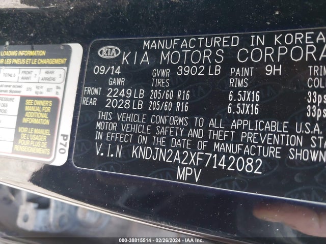 KIA Soul 2015 KNDJN2A2XF7142082 Image 9