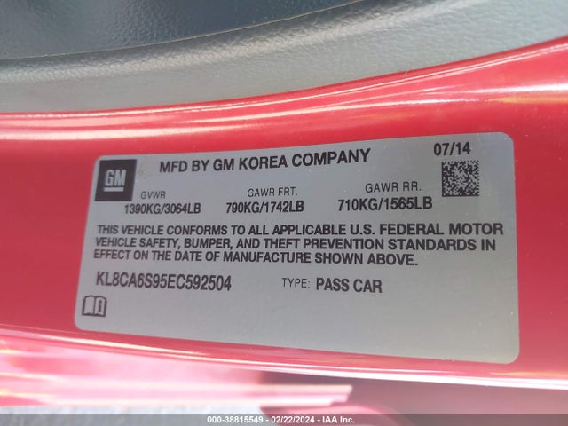 Chevrolet Spark Ls Manual 2014 KL8CA6S95EC592504 Image 9