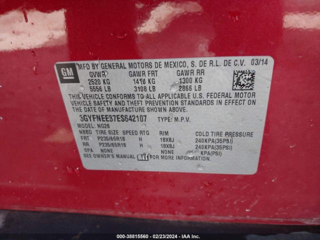 3GYFNEE37ES642107 Cadillac Srx Luxury Collection