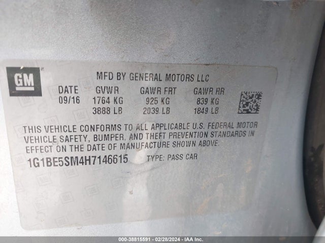 Chevrolet Cruze Lt Auto 2017 1G1BE5SM4H7146615 Image 9