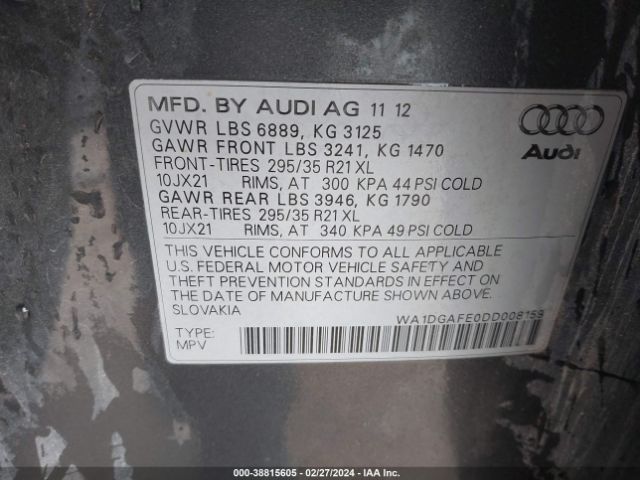 2013 AUDI Q7 WA1DGAFE0DD008159 Photo 8