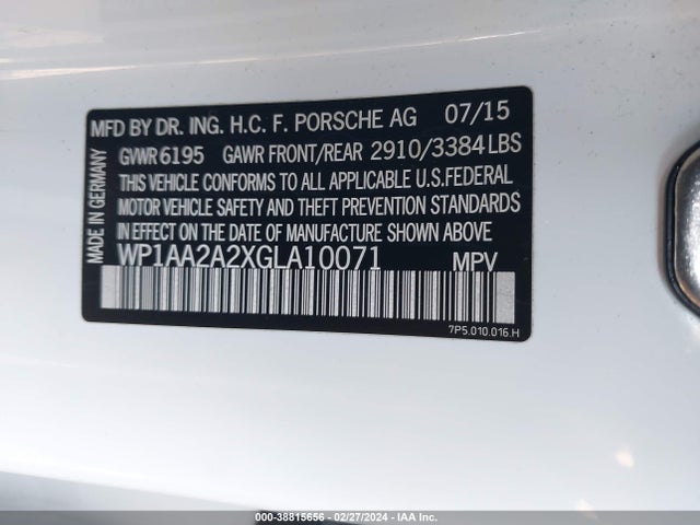 2016 PORSCHE CAYENNE WP1AA2A2XGLA10071 Photo 8