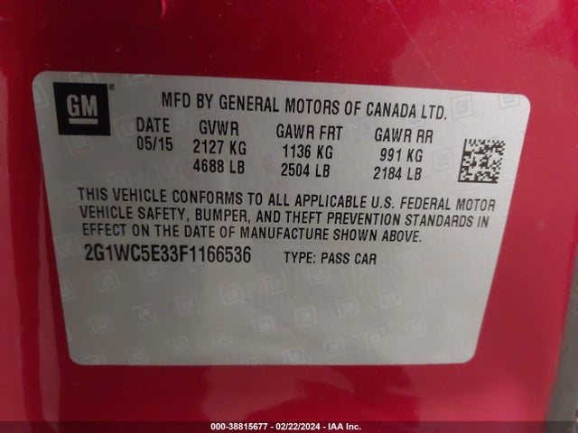 Chevrolet Impala Limited Ltz 2015 2G1WC5E33F1166536 Image 9