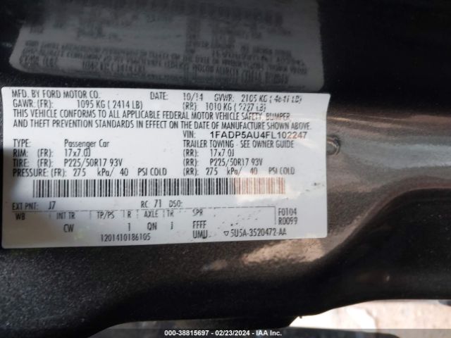 1FADP5AU4FL102247 Ford C-max Hybrid Se