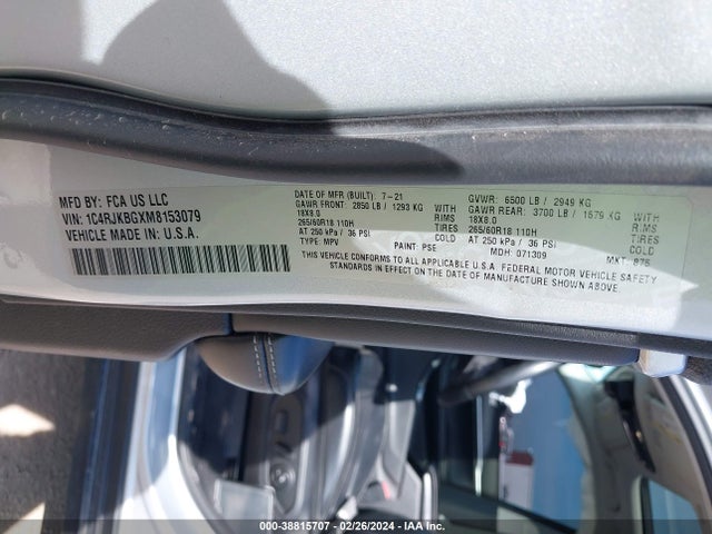 1C4RJKBGXM8153079 Jeep Grand Cherokee L Limited 4x4