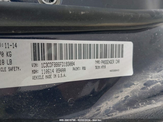 Dodge DART SXT 2015 1C3CDFBB6FD193084 Image 9