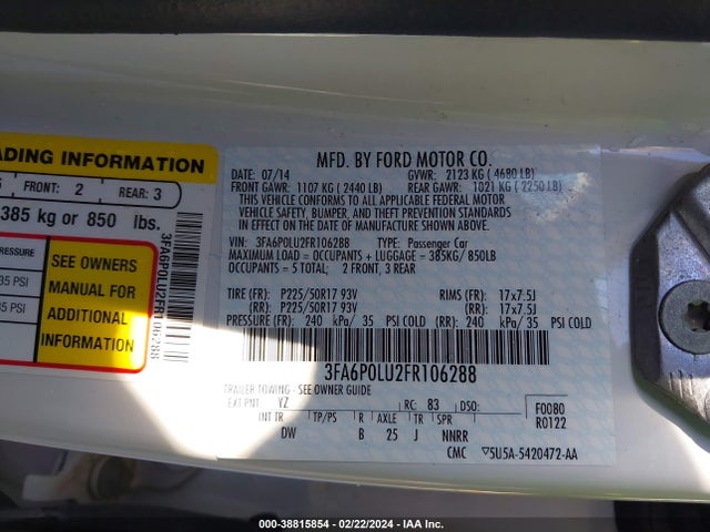Ford Fusion Hybrid Se 2015 3FA6P0LU2FR106288 Image 9