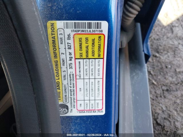 1FADP3M22JL307198 Ford FOCUS SEL